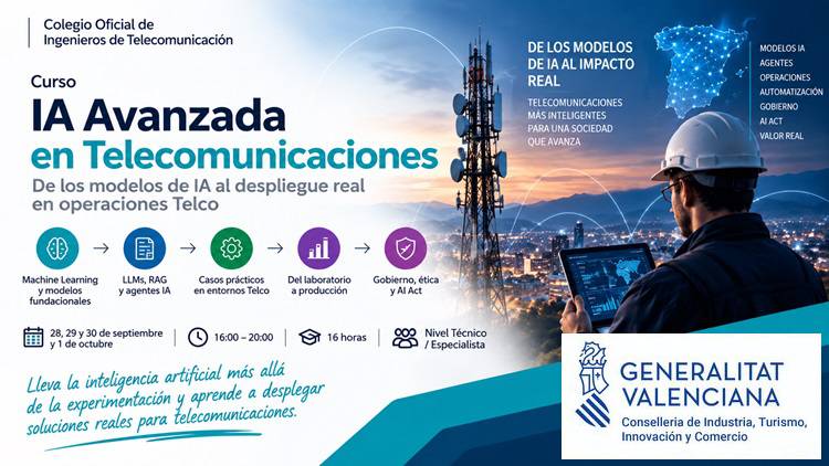 Curso «IA Avanzada en Telecomunicaciones» 100% subvencionado